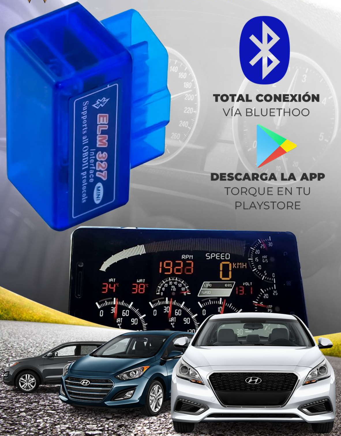Escáner Automotriz ELM327 Bluetooth – ¡Diagnóstico Fácil y Rápido!