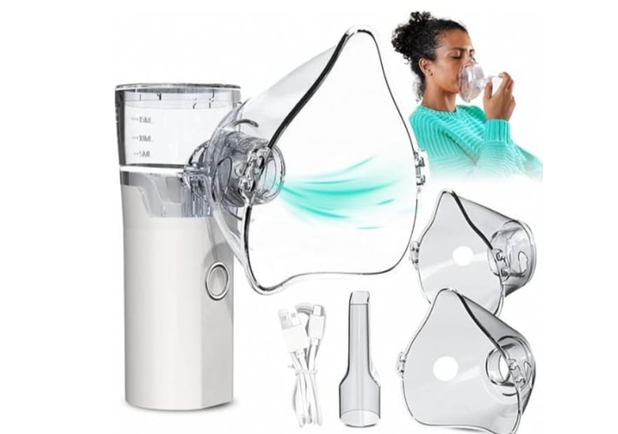 Nebulizador para Bebe Niños Adultos-Inhalador Eléctrico recargable USB-C con Diseño Portátil-Aerosol Portátil